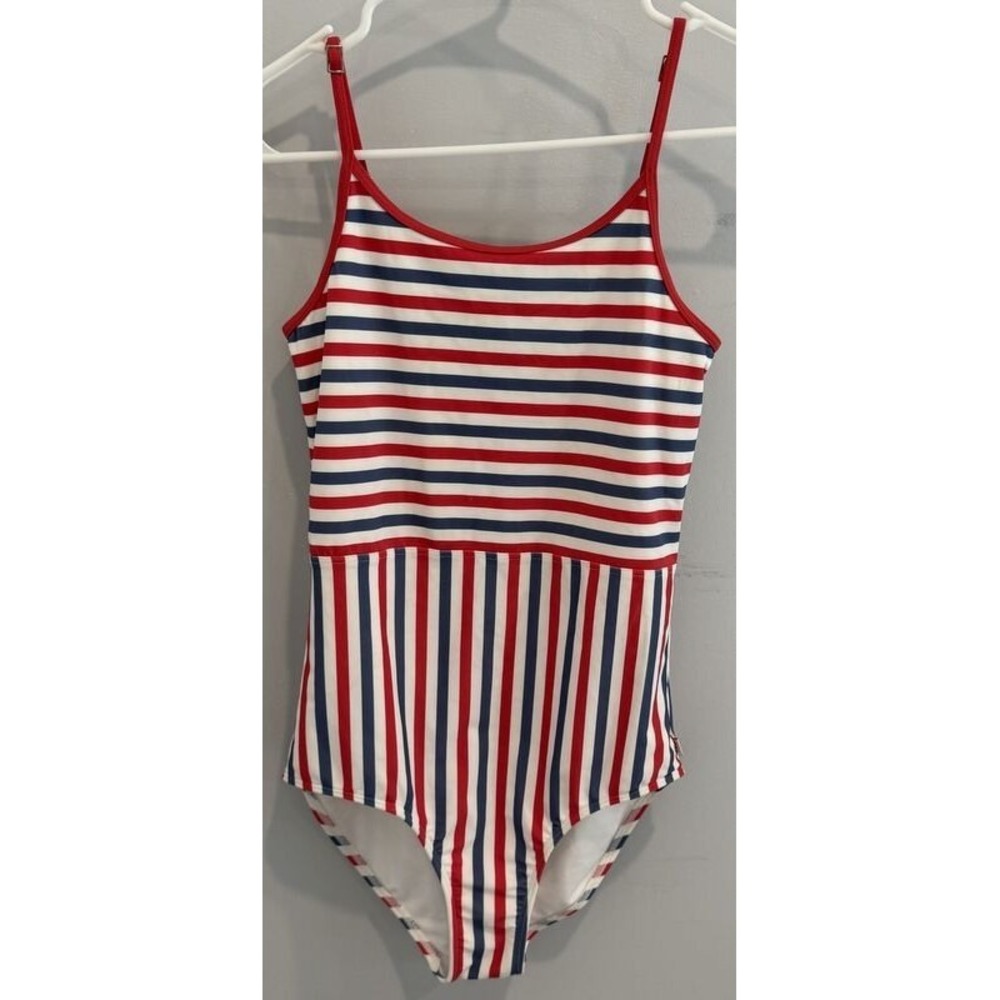 Abercrombie & Fitch New One‎ Piece Swimsuit Red Blue White Striped Girls 15 16
